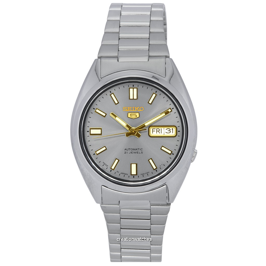Seiko 5 Automatic Grey Dial Stainless Steel Mens Watch SNXS75 for Men
