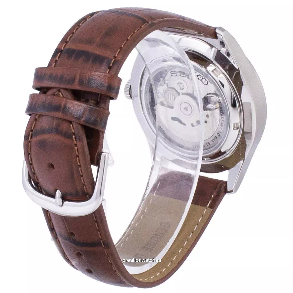 Reloj para hombre Seiko 5 Sports Automatic Japan Made Ratio de cuero marrón SNZG09J1-LS7