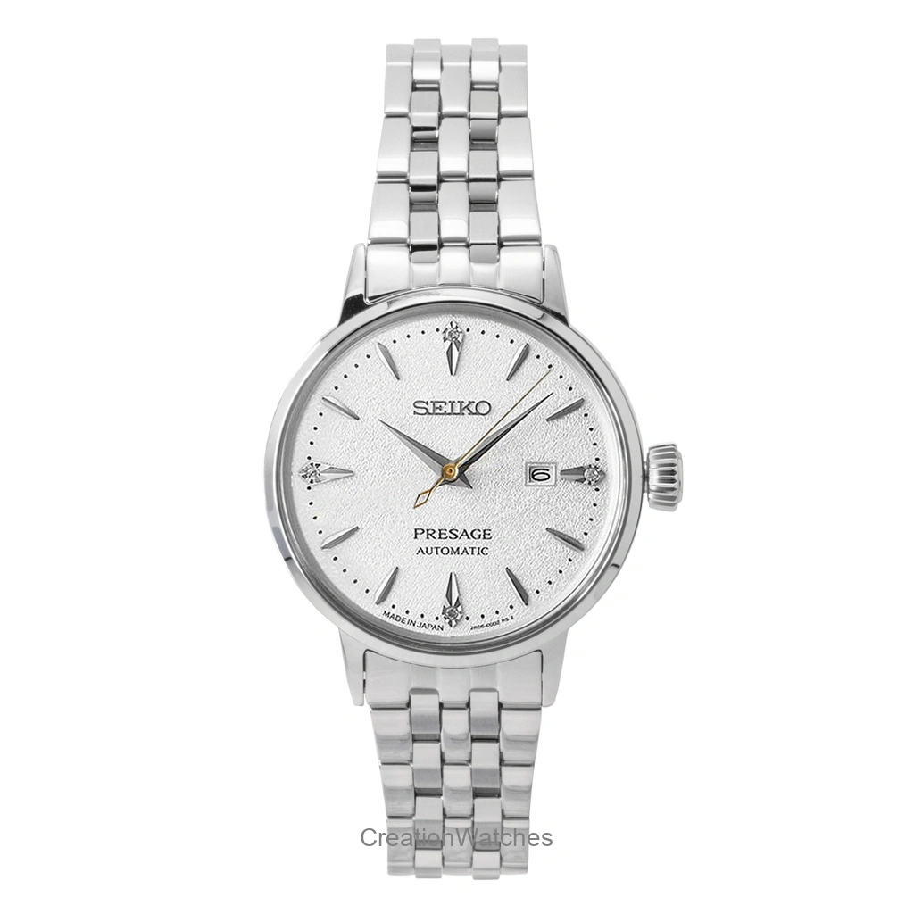 Seiko Presage Cocktail Diamond Accents ステンレススチール Silver Dial 自動巻き SRE017J1 レディース腕時計