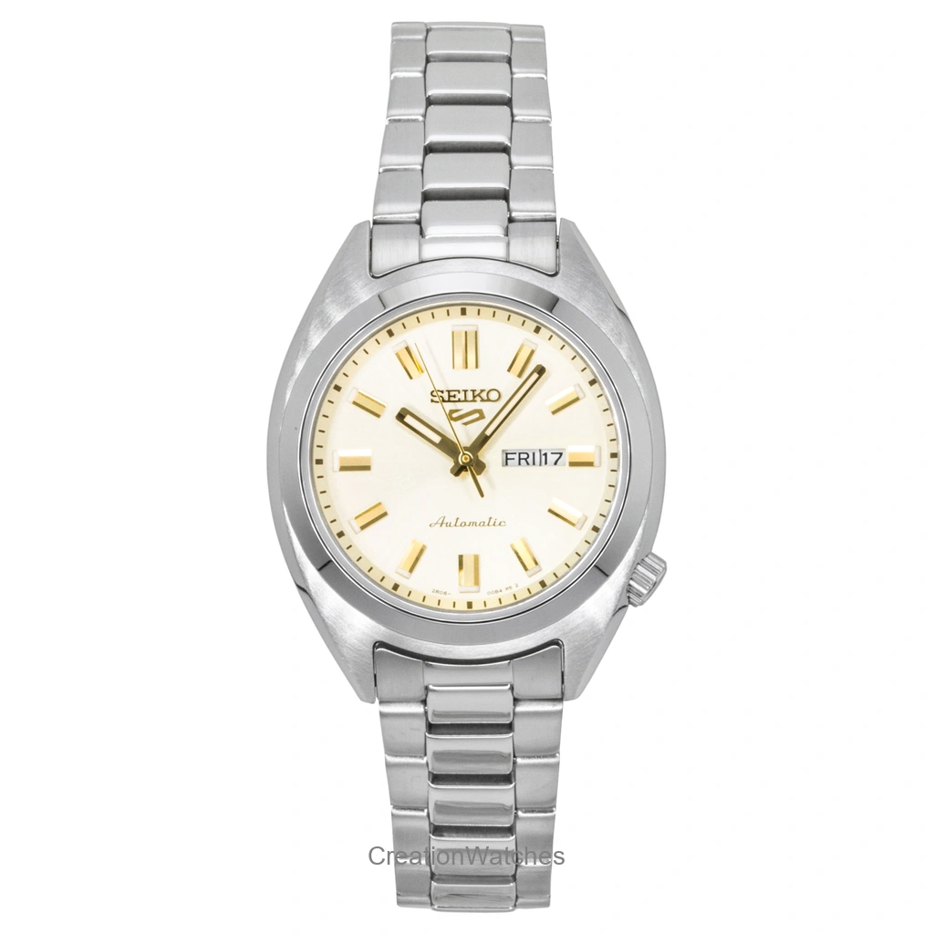 Seiko 5 Sports Hebitama SNXS ステンレススチール Cream Dial 自動巻き SRE023K1 100m防水 レディース腕時計