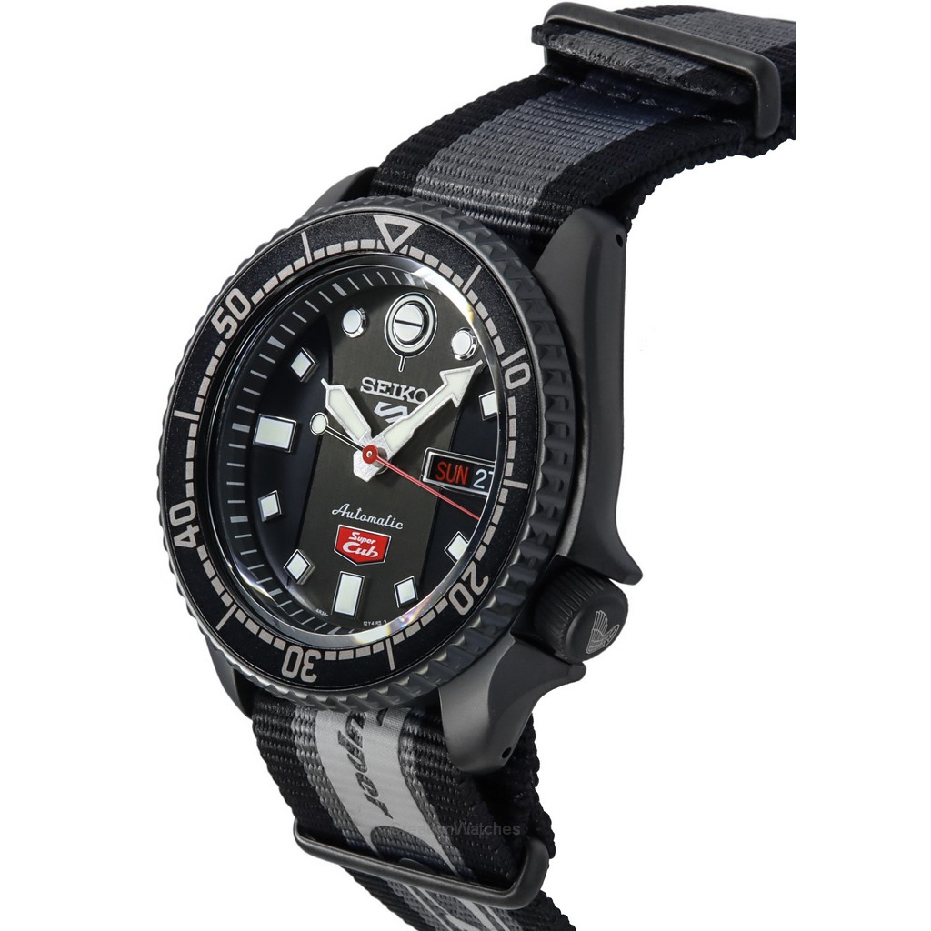 セイコー 5 スポーツ ホンダ スーパー カブ限定版ブラックとグレーダイヤル自動 SRPJ75K1 100M メンズ腕時計