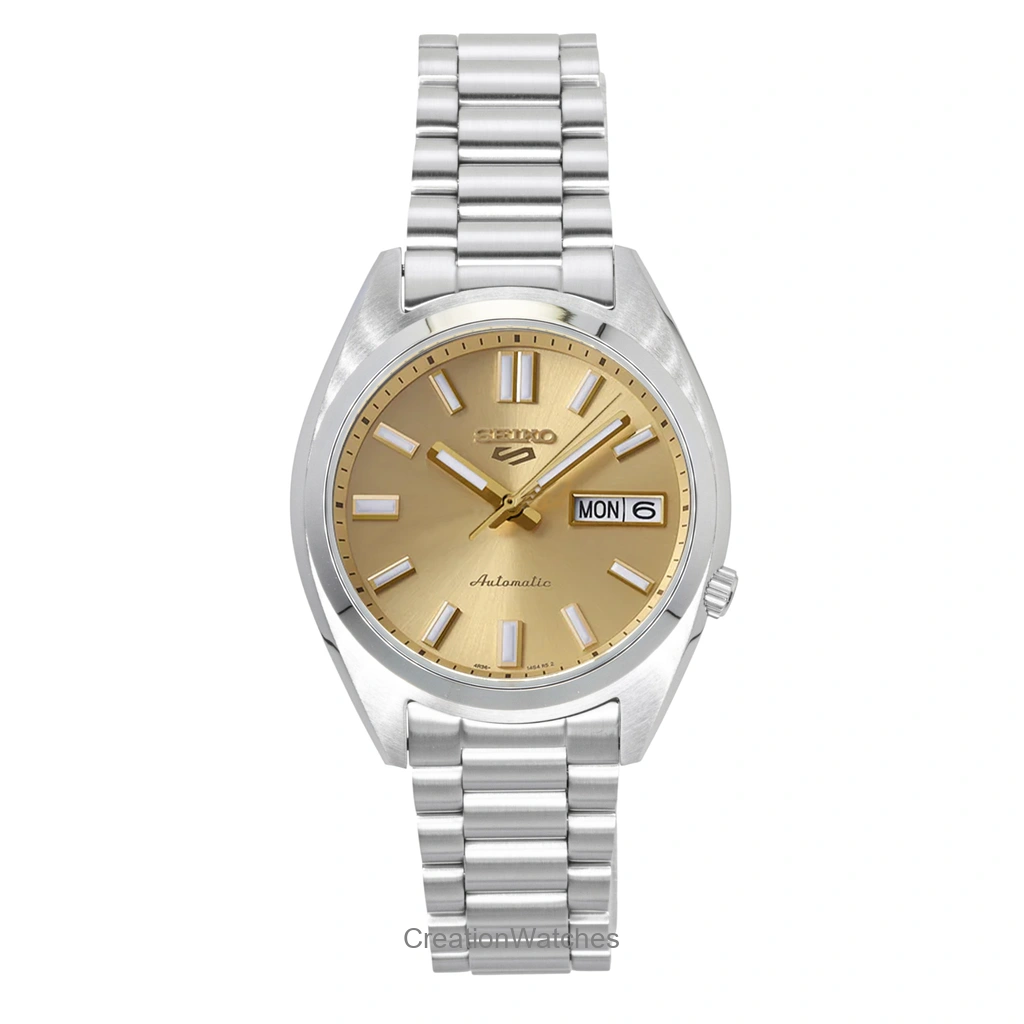 Seiko 5 Sports SNXS ステンレススチール Gold Dial 自動巻き SRPL59K1 100m防水 メンズ腕時計