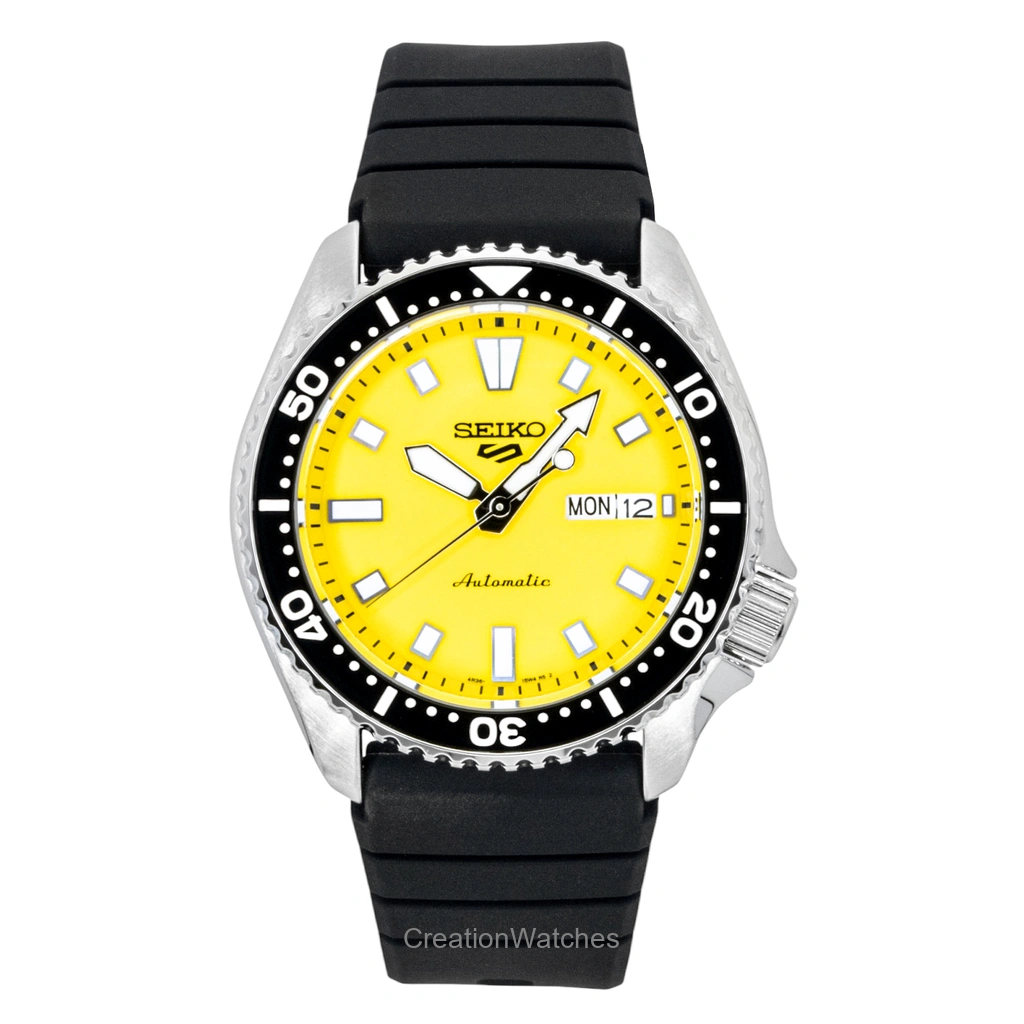 Seiko 5 Sports SKX Redux Silicone Strap Yellow Dial 自動巻き SRPL87K1 100m防水 メンズ腕時計