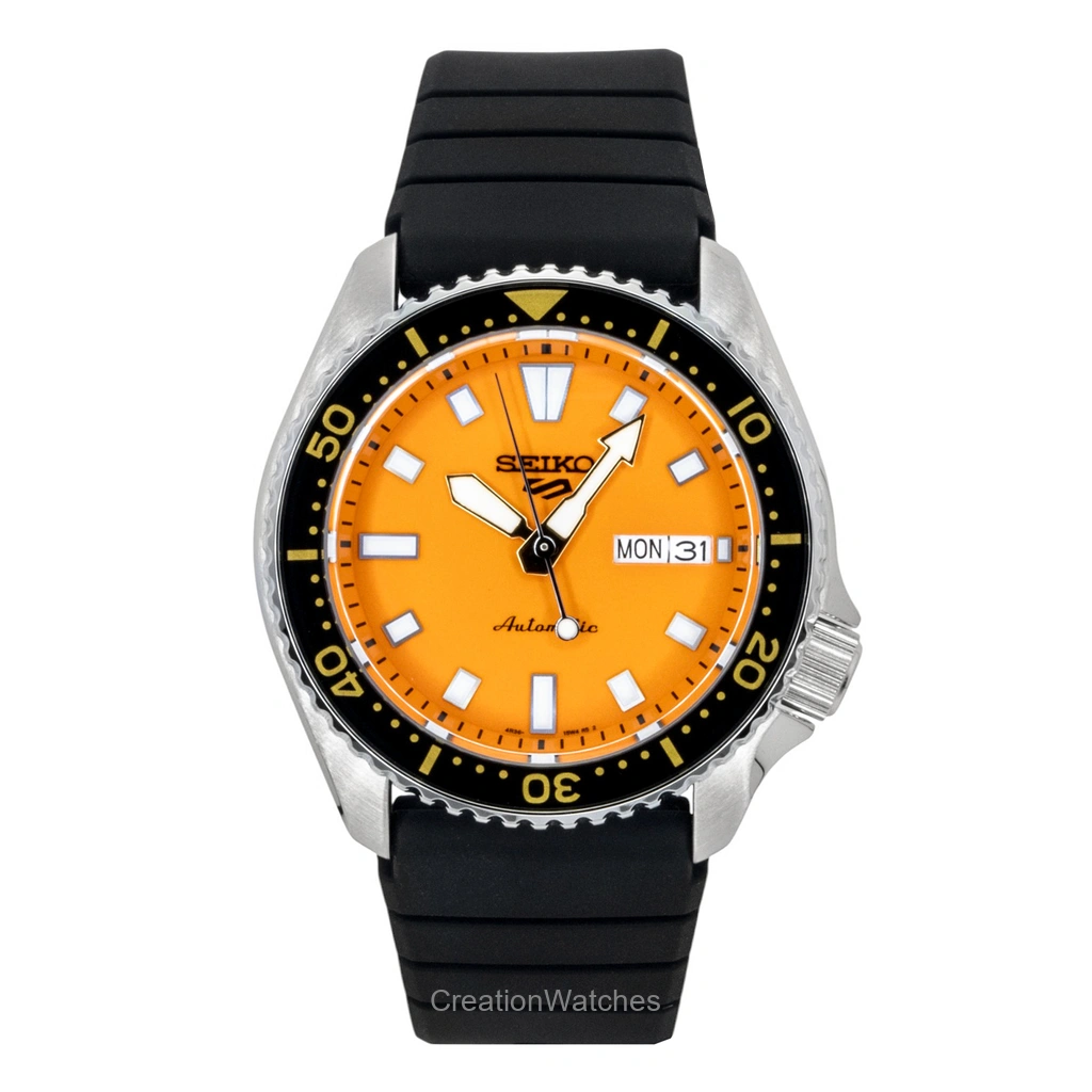 Seiko 5 Sports SKX Redux Silicone Strap Orange Dial 自動巻き SRPL89K1 100m防水 メンズ腕時計