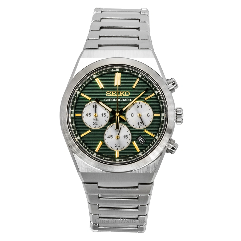 Seiko Sport Chronograph Stainless Steel Green Dial Quartz SSB461P1