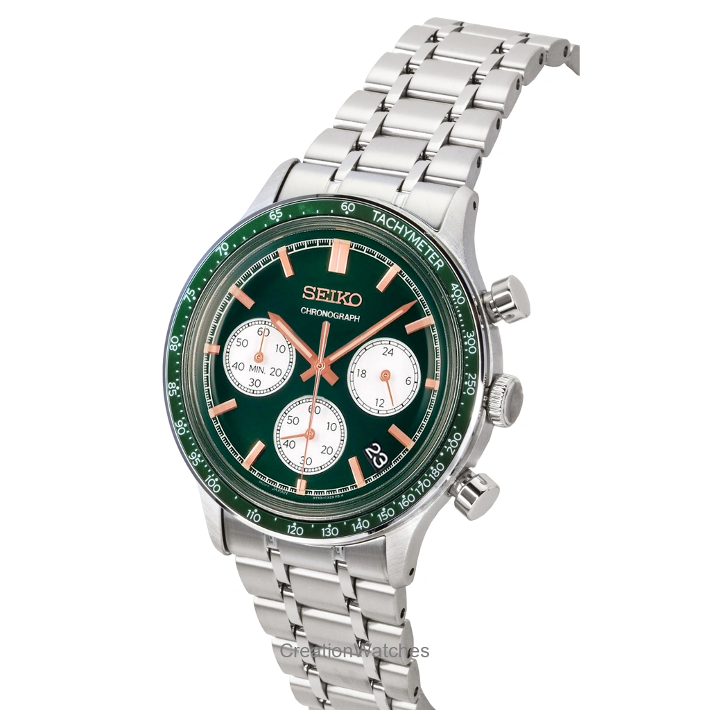 Seiko Chronograph Stainless Steel Green Dial Quartz SSB481P1 Men's