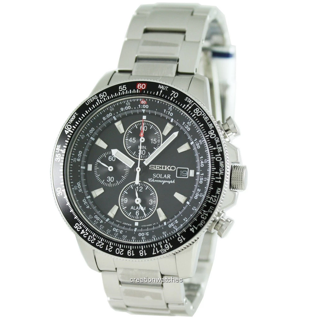 Seiko Pilot's Solar Alarm Chronograph Flightmaster SSC009 SSC009P1 ...