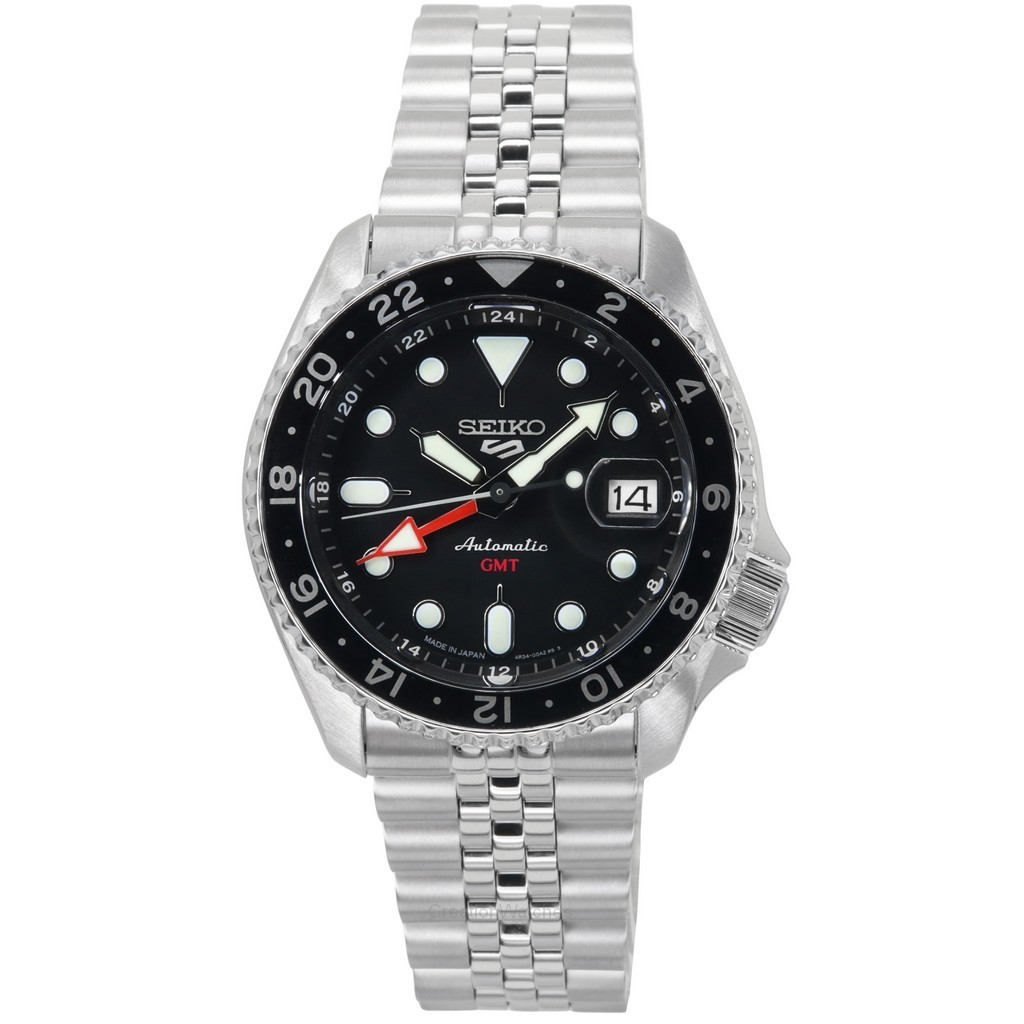 Seiko 5 Sports SKX Sports Style GMT Stainless Steel Black Dial Automatic SSK001J1 100M Men's Watch