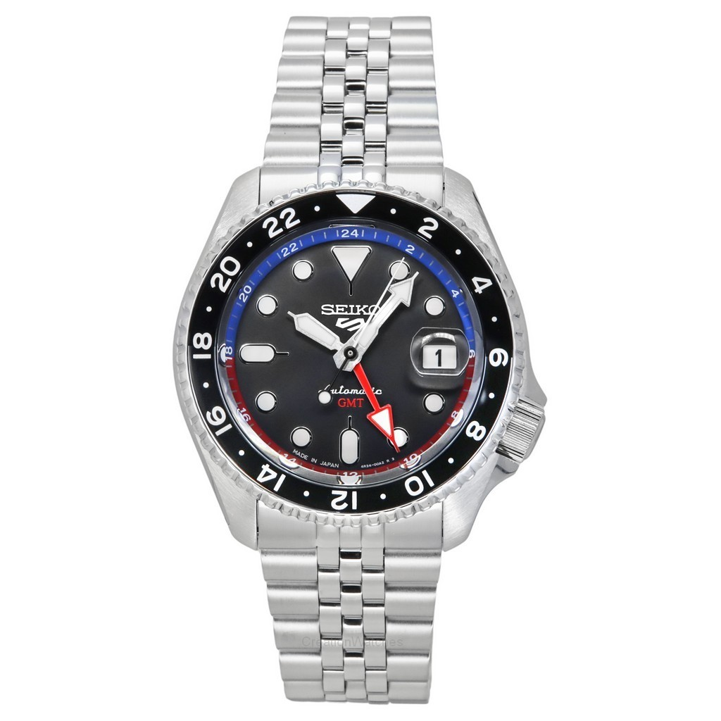 Seiko 5 Sports SKX Style GMT Stainless Steel Grey Dial 24 Jewels ...