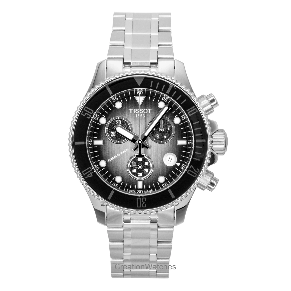 Tissot Seastar 1000 クロノグラフ ステンレススチール 黒文字盤 クォーツ ダイバーズ T120.217.11.061.00 300m防水 メンズ腕時計