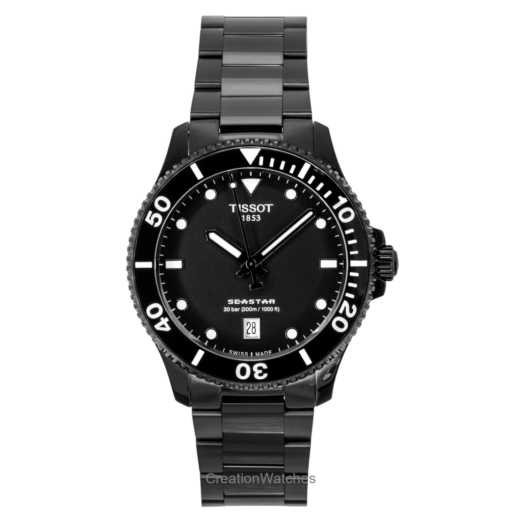 Tissot SeaStar 1000 ステンレススチール 黒文字盤 クォーツ ダイバーズ T120.410.33.051.00 300m防水 メンズ腕時計