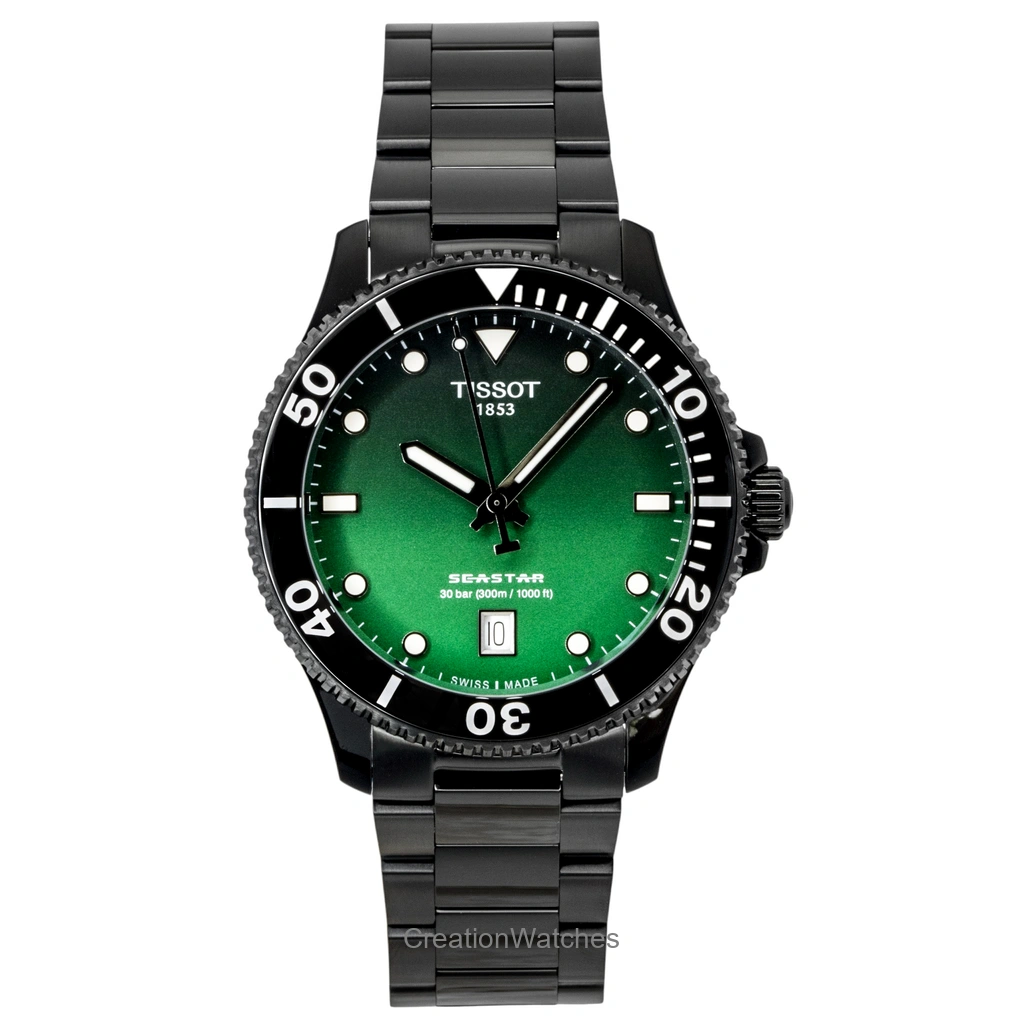 Tissot Seastar 1000 ステンレススチール 緑文字盤 クォーツ ダイバーズ T120.410.33.091.00 300m防水 メンズ腕時計