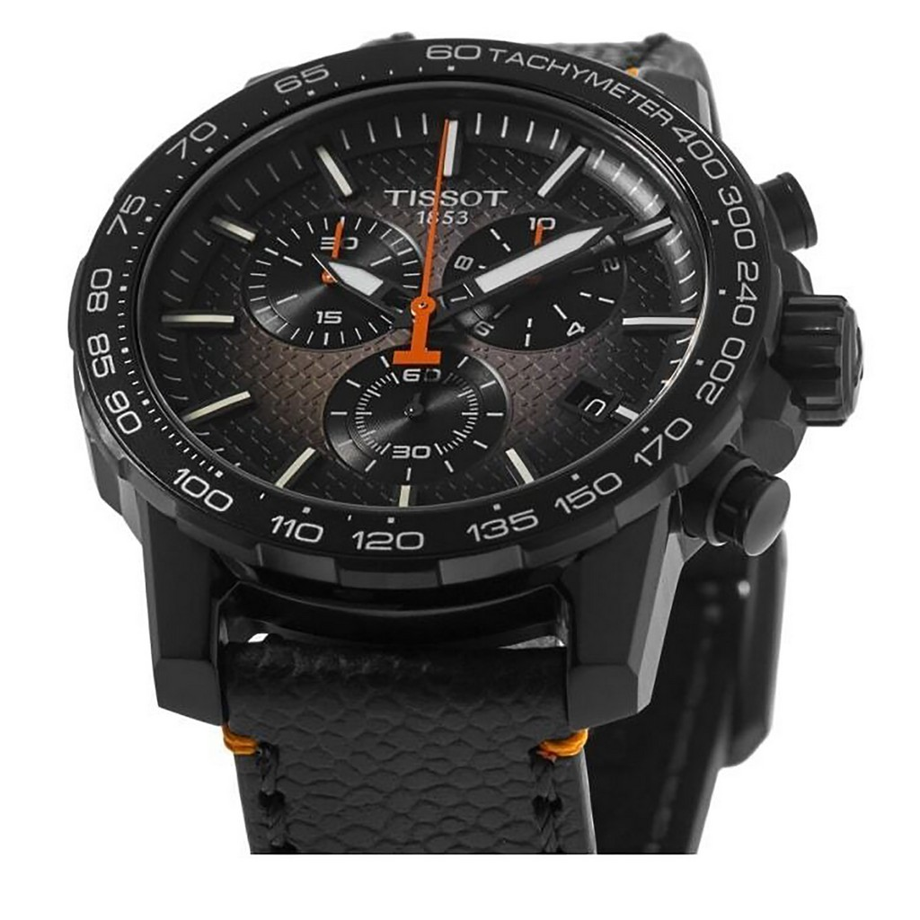 Tissot Supersport Chrono Basketball Edition – Orologio Uomo 45,5 Mm, Acciaio PVD Nero, Cinturino Pelle, Svizzero
