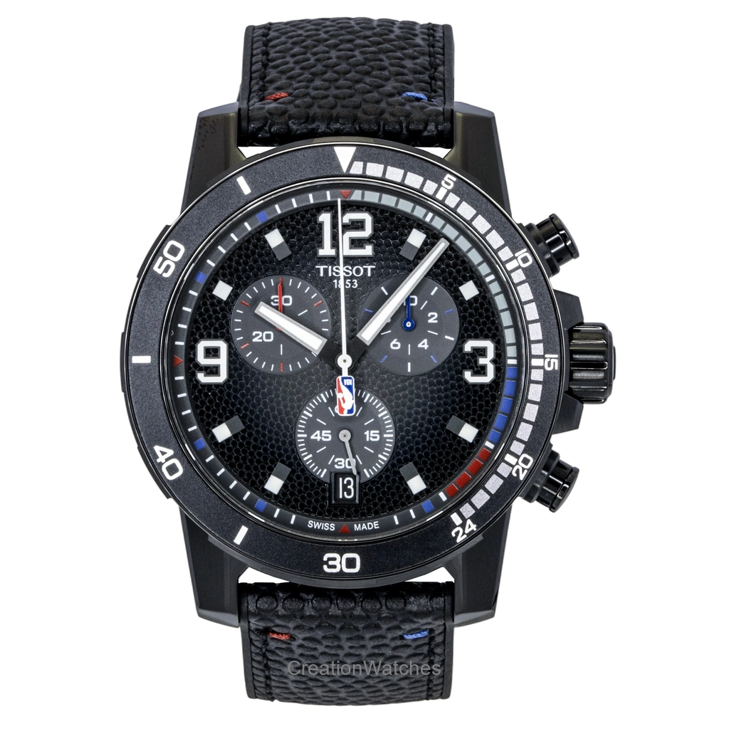 Tissot Supersport NBA Special Edition クロノグラフ レザーベルト 黒文字盤 クォーツ T125.617.37.067.00 100m防水 メンズ腕時計