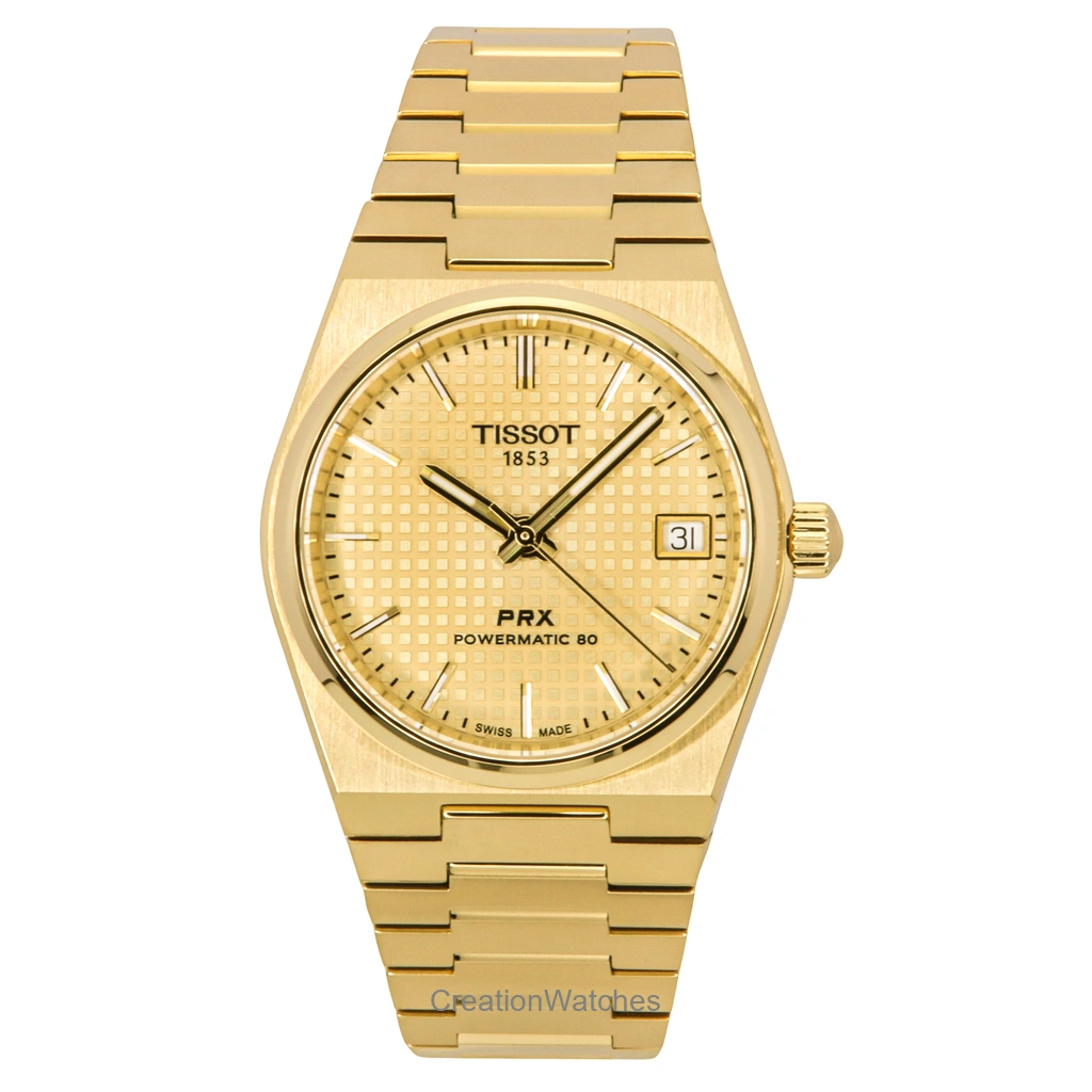 Tissot PRX Powermatic 80 Gold Tone ステンレススチール Champagne Dial 自動巻き T137.207.33.021.00 100m防水 ユニセックス腕時計