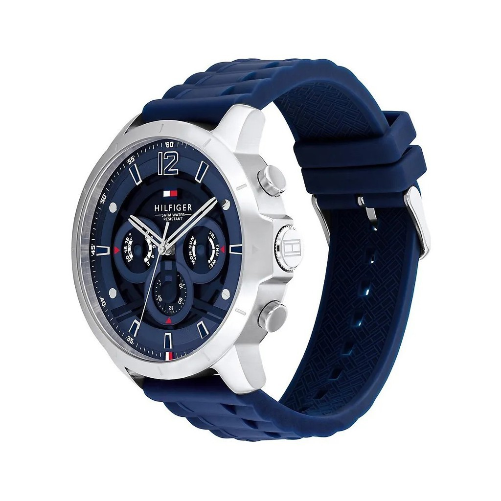 Tommy Hilfiger Luca Silicone Strap Multifunction Blue Dial Quartz 1710489  Men's Watch