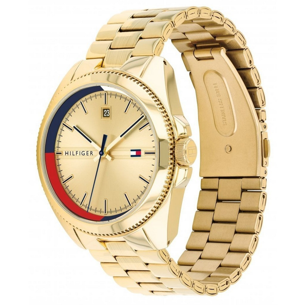 Tommy Hilfiger Riley Gold Tone Stainless Steel Gold Tone Dial Quartz 1791686 Men's Watch