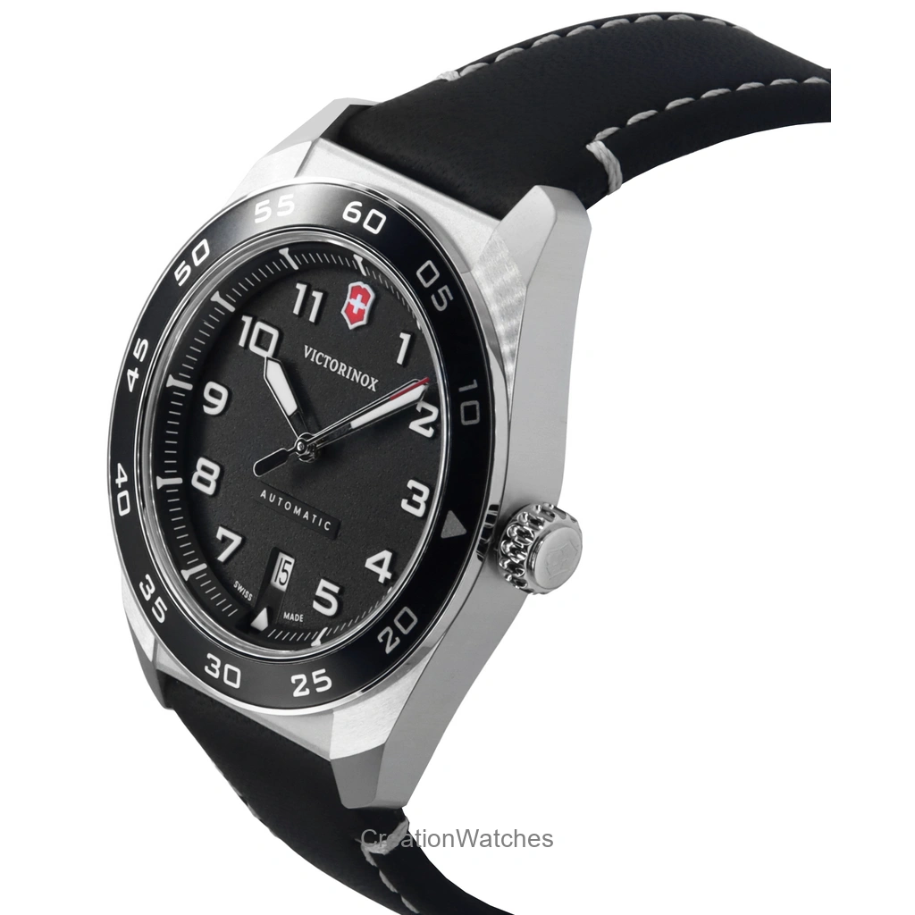 Victorinox Swiss Army Leather Strap Black Dial Automatic 242044