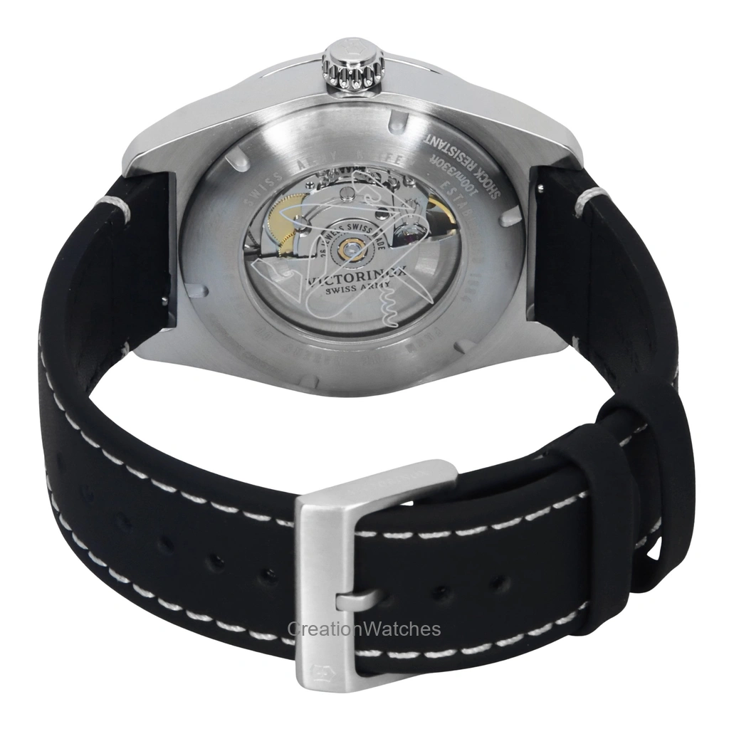 Victorinox Swiss Army Leather Strap Black Dial Automatic 242044