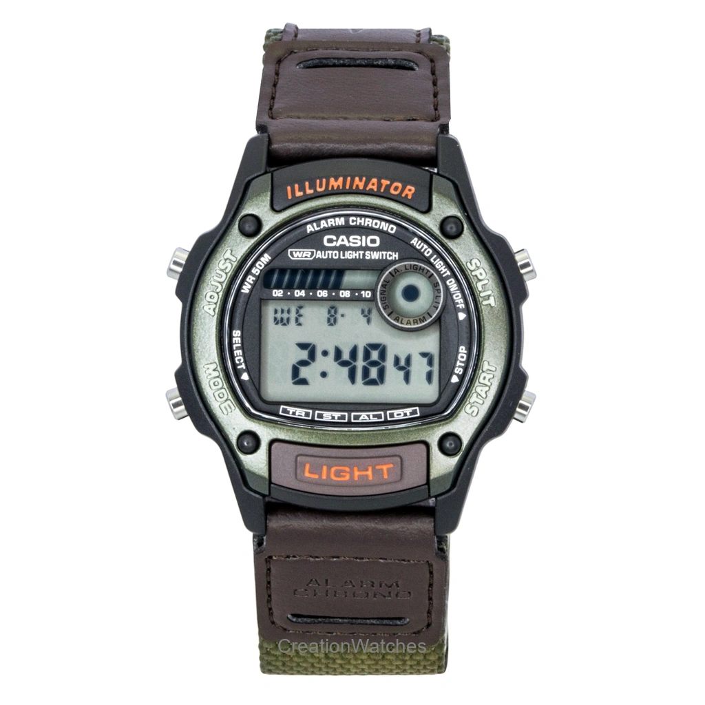 Casio Standard デジタル Leather And Cloth Strap クォーツ W-220HF-3AV ユニセックス腕時計