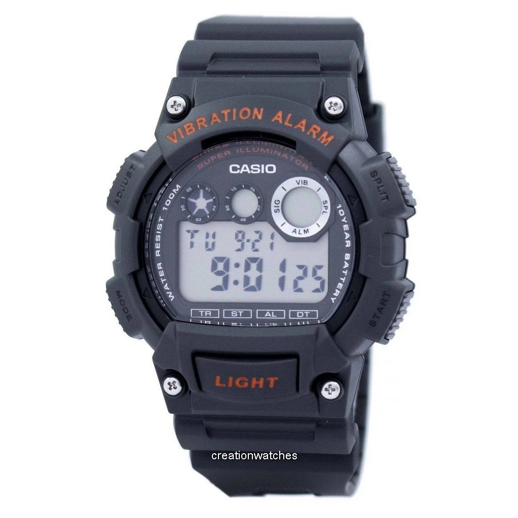 Relógio dos homens do iluminador W-735H-8AVDF W735H-8AVDF do alarme da vibração de Casio Digital