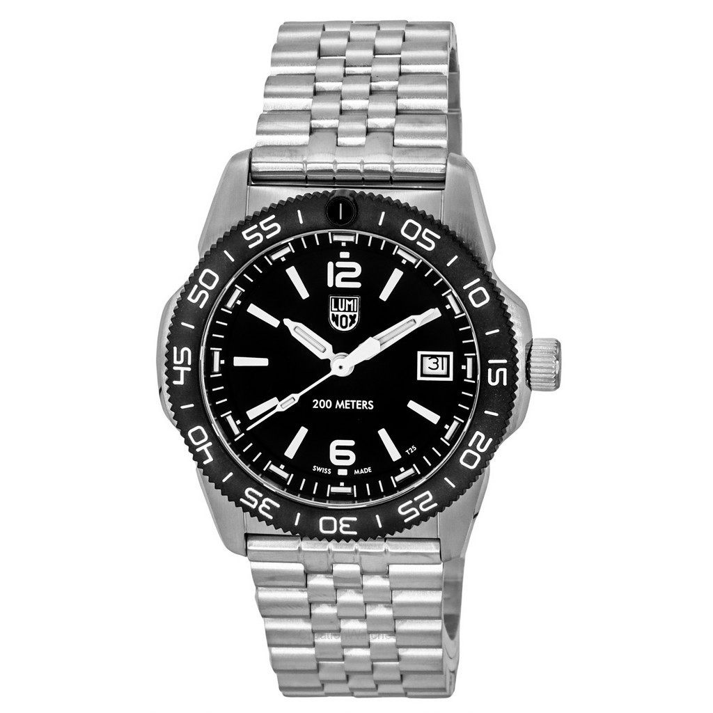 Luminox Pacific 다이버 리플 스테인레스 스틸 블랙 다이얼 스위스 쿼츠 다이버 XS.3122M 200M 남성용 시계