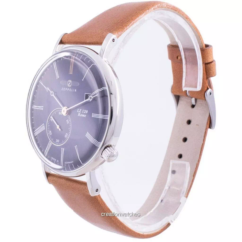 Orologio Zeppelin LZ120 Rome 7134-3 Al Quarzo, Cassa 41mm Acciaio, Quadrante Blu E Cinturino In Pelle