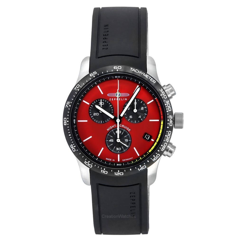 Zeppelin Night Cruise Chronograph Rubber Strap Red Dial Quartz 72885KB ...
