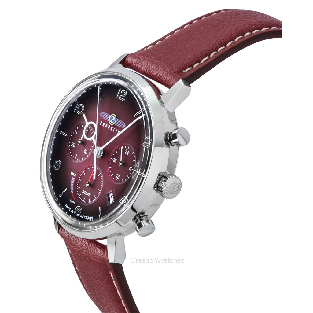 Zeppelin LZ129 Hindenburg Chronograph Vegan Leather Strap Red Dial