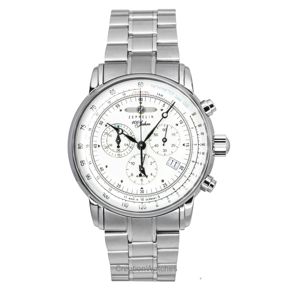 Zeppelin 100 Jahre クロノグラフ ステンレススチール Beige Dial クォーツ 8680MB3 メンズ腕時計