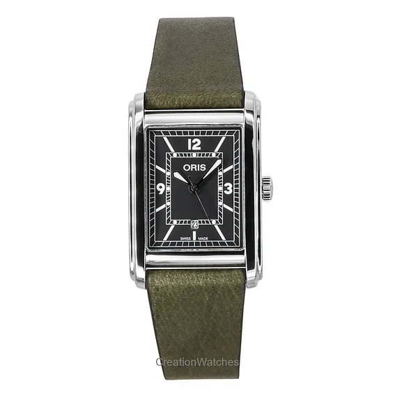 Oris Rectangular Leather Strap Green Dial Automatic 01-561-7783-4063-07-5-19-16 Men's Watch