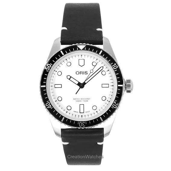Oris Social Club Singapore Leather Strap White Dial Automatic 01-733-7707-4051-OSC-SGP-Set 100M Men's Watch