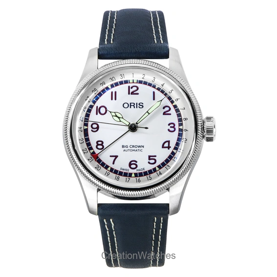Oris Hank Aaron Limited Edition Leather Strap White Dial Automatic 01-754-7785-4081-Set Unisex Watch With Gift Set