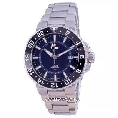 Oris Aquis GMT Date อัตโนมัติ Diver's 01-798-7754-4135-07-8-24-05PEB 300M นาฬิกาข้อมือผู้ชาย