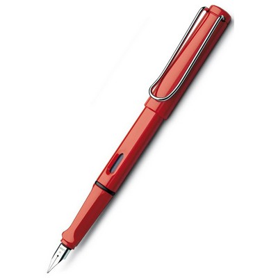 Lamy Safari 016-F Fine Nib With Chrome Plated Clip Fountain Pen - Red