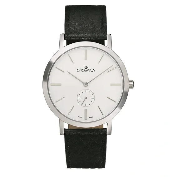 Grovana Kensington Leather Strap Silver Dial Quartz 1050.5532 Men's Watch