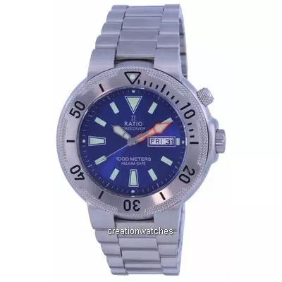 Relógio Masculino Ratio FreeDiver Mostrador Azul Aço Inoxidável Quartzo 1050MD93-12V-BLU 1000M