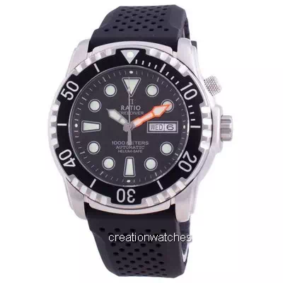 Relógio masculino Ratio FreeDiver Hélio-Safe 1000M Safira Automático 1068HA90-34VA-BLK