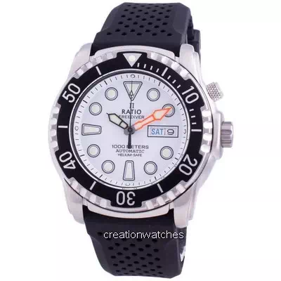 Relógio masculino Ratio FreeDiver hélio-seguro 1000M safira automático 1068HA90-34VA-WHT