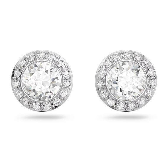 Swarovski Angelic Sterling Silver Rhodium Plated Stud Earrings With White Crystal 1081942 For Women