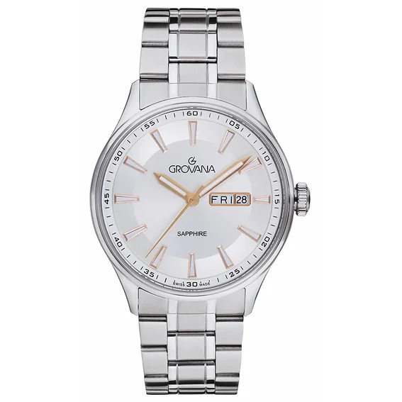 Grovana St. Andrews Stainless Steel Silver Dial Quartz 1194.1128 Men's Watch