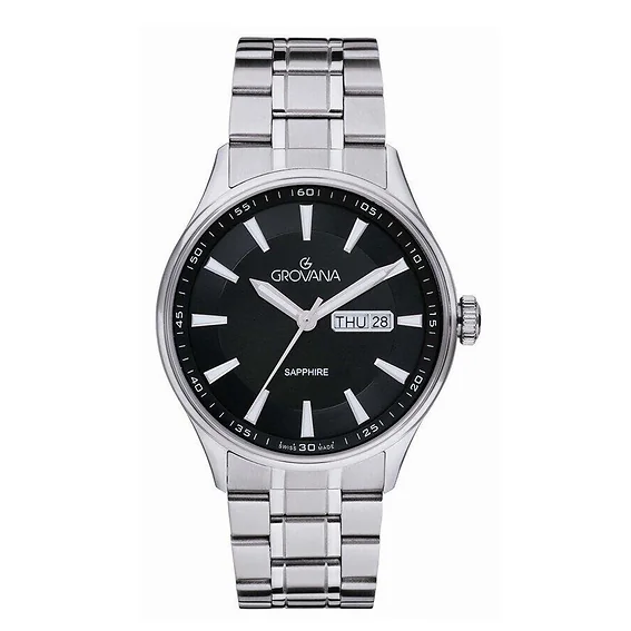 Grovana St. Andrews Stainless Steel Black Dial Quartz 1194.1137 Men's Watch
