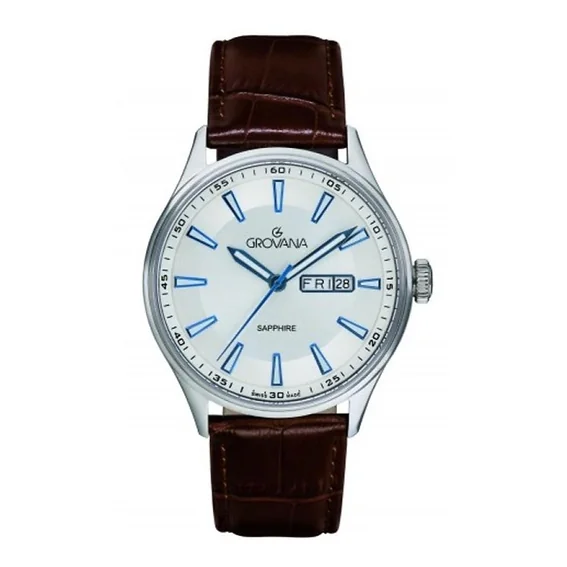 Grovana St. Andrews Leather Strap Silver Dial Quartz 1194.1532 Men's Watch