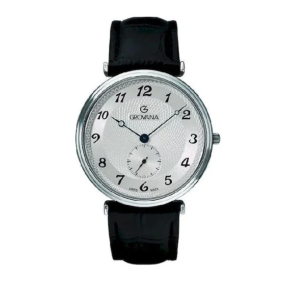 Grovana Belleville Leather Strap Silver Dial Quartz 1276.5532 Men's Watch