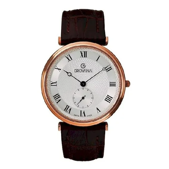 Grovana Belleville Leather Strap Silver Dial Quartz 1276.5568 Men's Watch