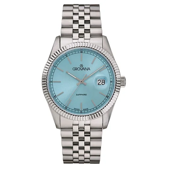 Grovana Kensington Royal Stainless Steel Ice Blue Dial Quartz 1542.1131 Men's Watch