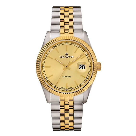 Grovana Kensington Royal Two Tone Stainless Steel Champagne Dial Quartz 1542.1141 Men's Watch