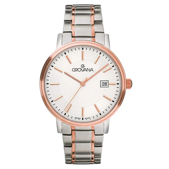 Grovana Kensington Traditional Two Tone Stainless Steel Silver Dial Quartz 1550.1159 Men's Watch