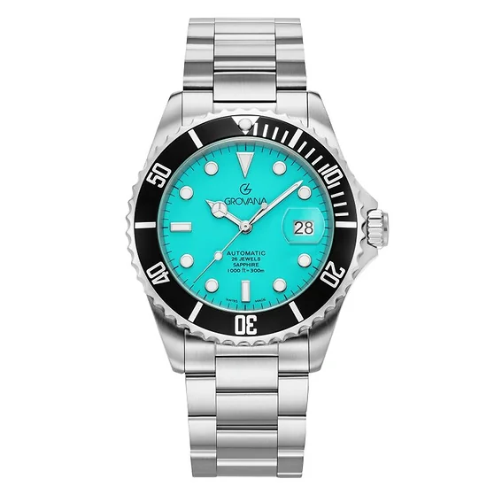 Grovana Key West Stainless Steel Ice Blue Dial Automatic Diver's 1571.2131 300M Men's Watch