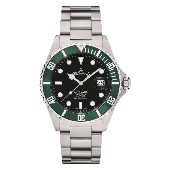 Grovana Key West Stainless Steel Black Dial Automatic Diver's 1571.2134 300M Men's Watch